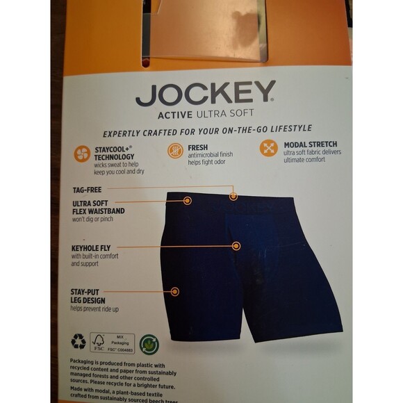 NIP Men's Jockey Active Ultra Soft Holiday Boxer Briefs Size M - Picture 5 of 5